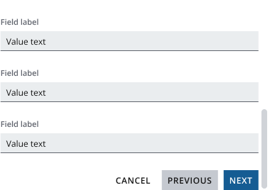 Example showing the end of a form. The button bar has no top border.