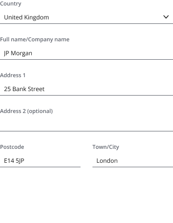 Example showing Dynamic template with United Kingdom selected